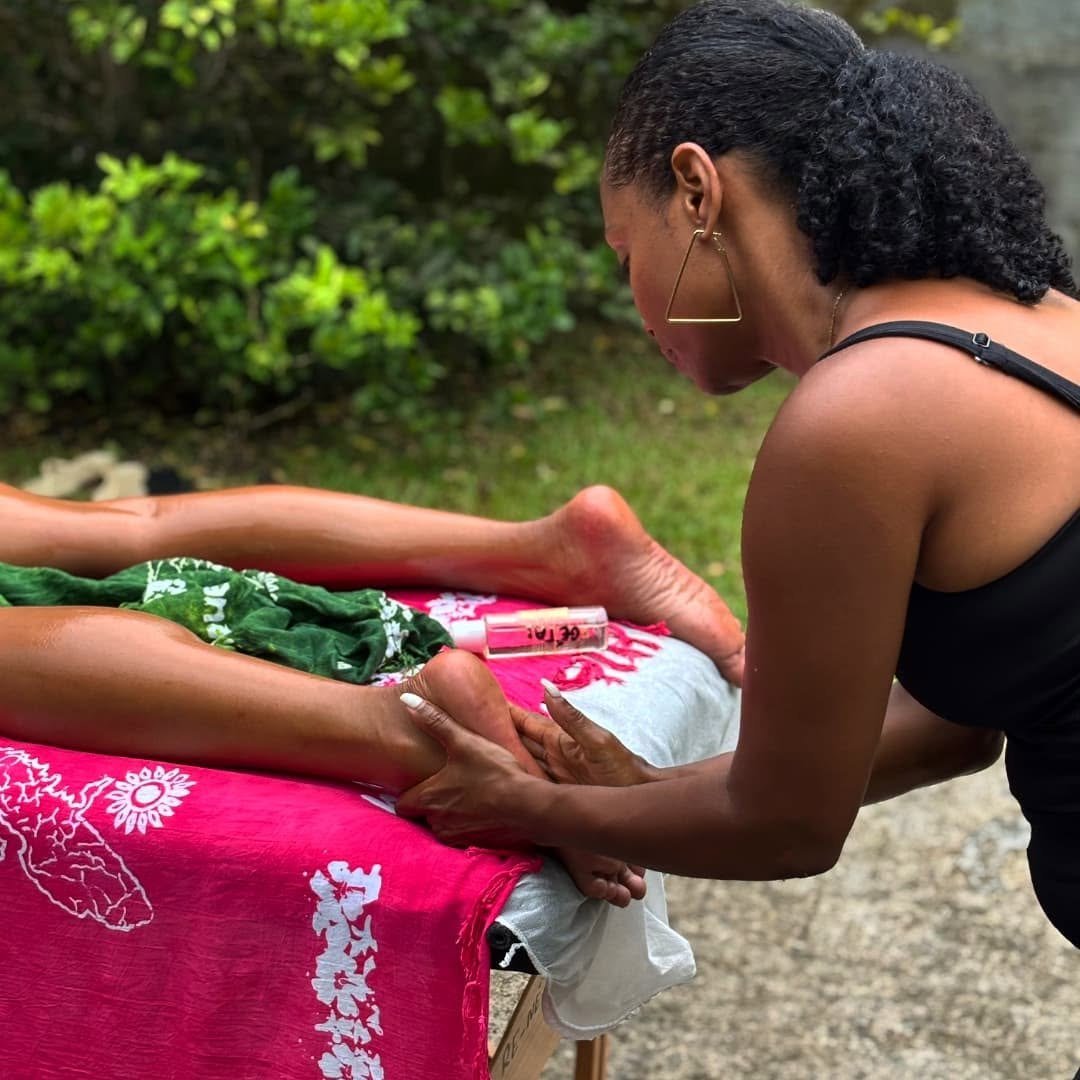 Massage des pieds en plein air